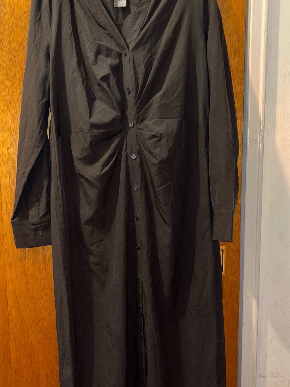 Dkny Black Button-Front Long Shirt Jacket with Twist Detail